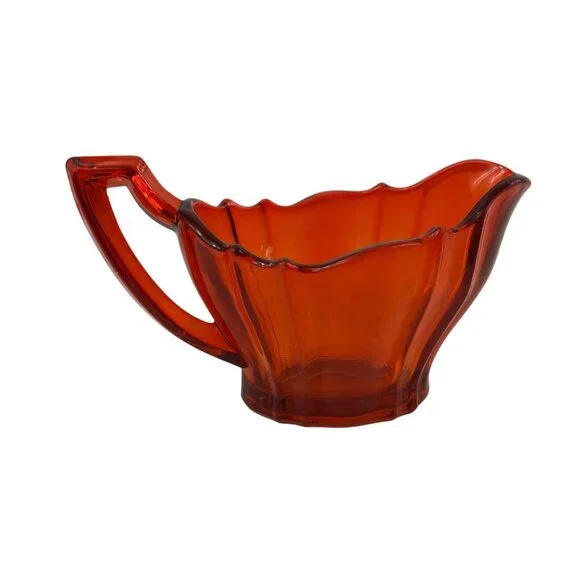 Vintage Tiffin Glass Tangerine Orange Creamer - Picture 2 of 10